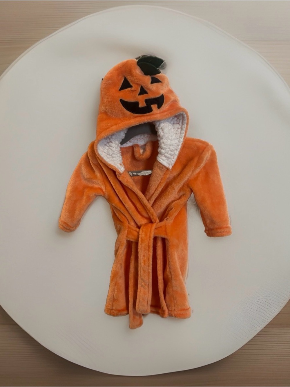 Modern Baby Bath Robe Pumpkin Fluffy Hooded Halloween 0-9 Months